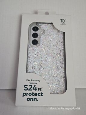On Running Iridescent White Glitter Phone Case for Samsung Galaxy S24 FE